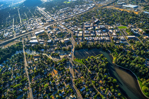 Aerial view of Bend.