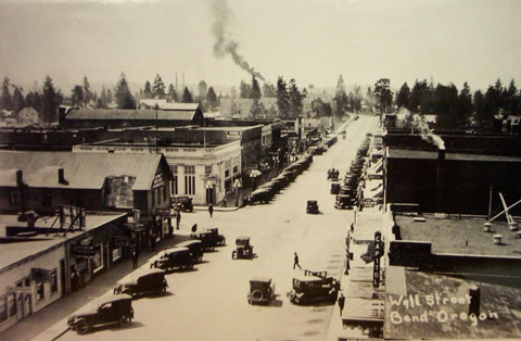 Bend's Wall Street during the early 1900s.