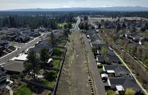 Aerial photo of construction of Murphy Corridor.