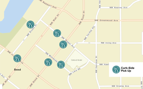 Curb-side pickup area locations map.