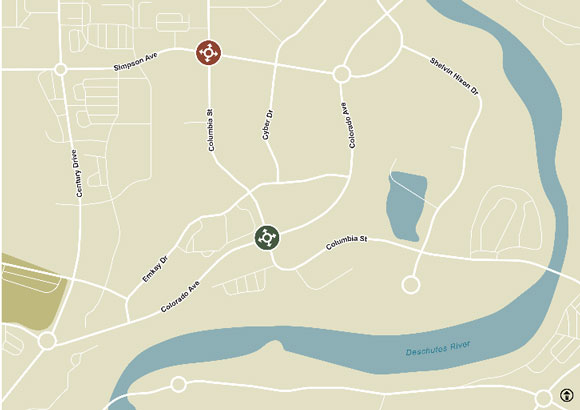 Map of new roundabouts to be constructed on Columbia Street