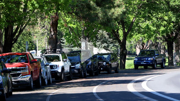 Cars parked near Drake Park