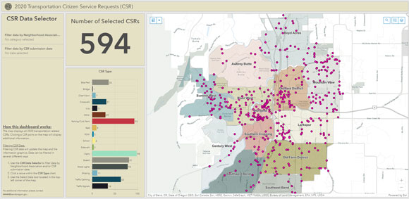 Map of community service requests