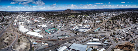 Aerial view of the core area in Bend.