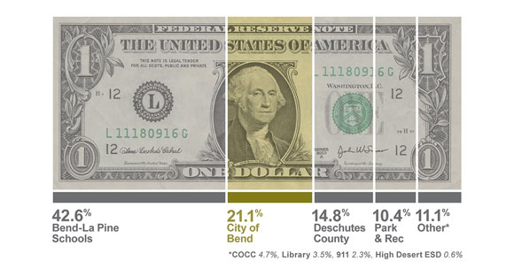 Graph that breaks down how property taxes are divided among taxing districts.