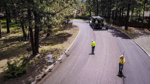 City of Bend Streets crew resurfacing a street