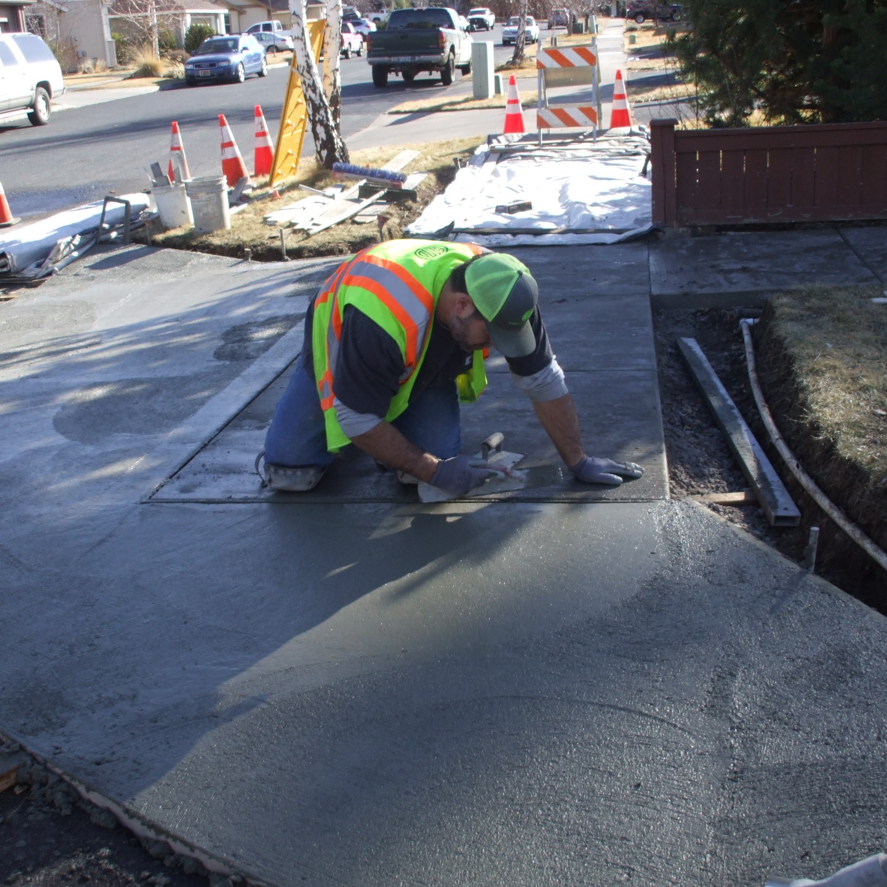 Street curb concrete work.