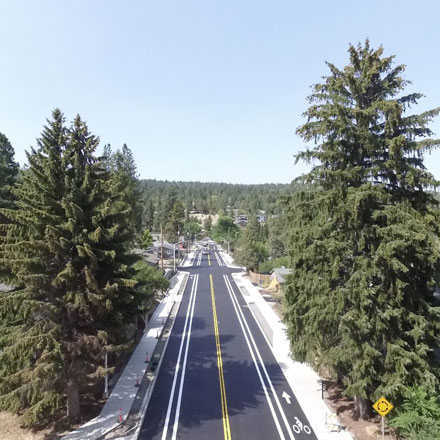 Newly paved and striped section of 14th Street.