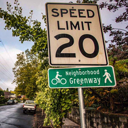 Neighborhood Greenways sign.