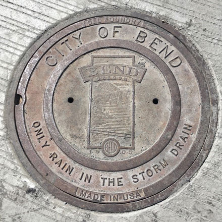 Storm drain manhole cover.