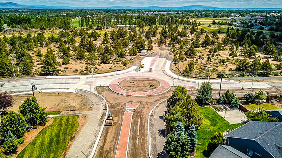 Empire Blvd roundabout construction.