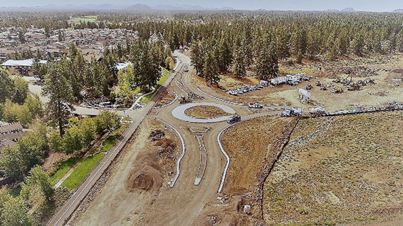 Aerial photo of Murphy Roundabout under construction.