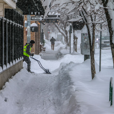 Man shoveling snow.