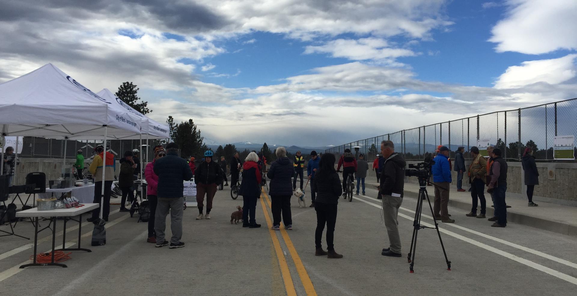 crowd of people at the Murphy bridge opening celebration