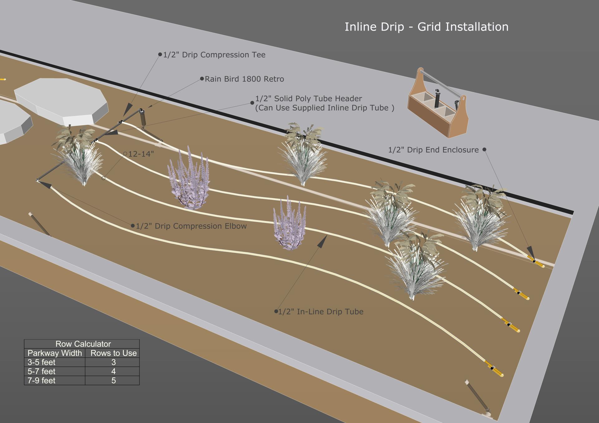 Inline Drip Grid Installation