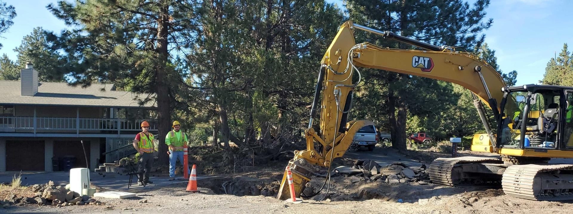 City’s hired contractor installing residential sewer lateral on 2022 Septic to Sewer Project