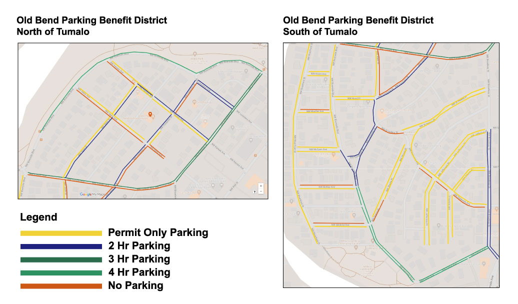 A map of the old bend parking district