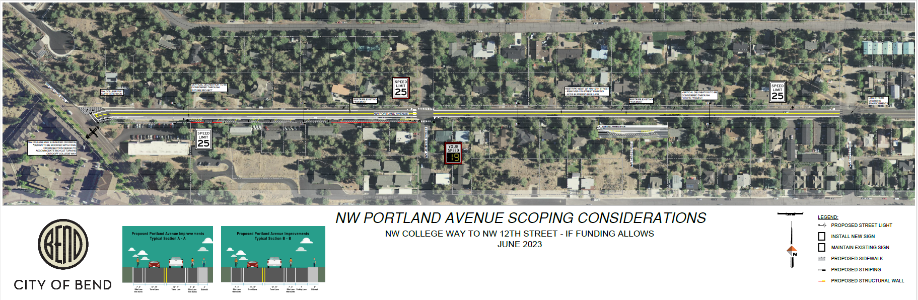 Proposed improvements are listed above - map from College Way to 12th Street_If funding allows_ June 2023