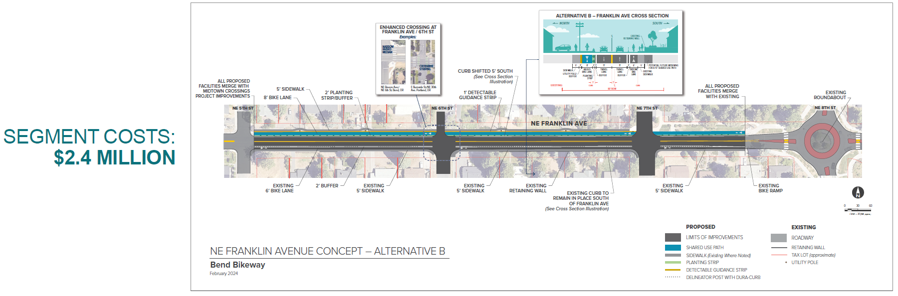 Alternative B: Raised/Protected Bike Lane