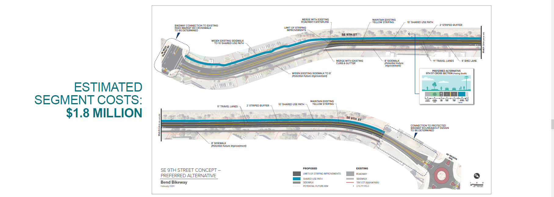 9th Street Preferred Alternative with estimated cost