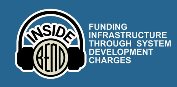 Blue graphic of the Inside Bend podcast.