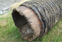 close up of wood pipe