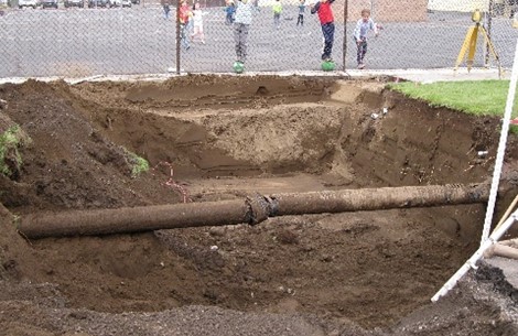 wide angle view of wood pipe