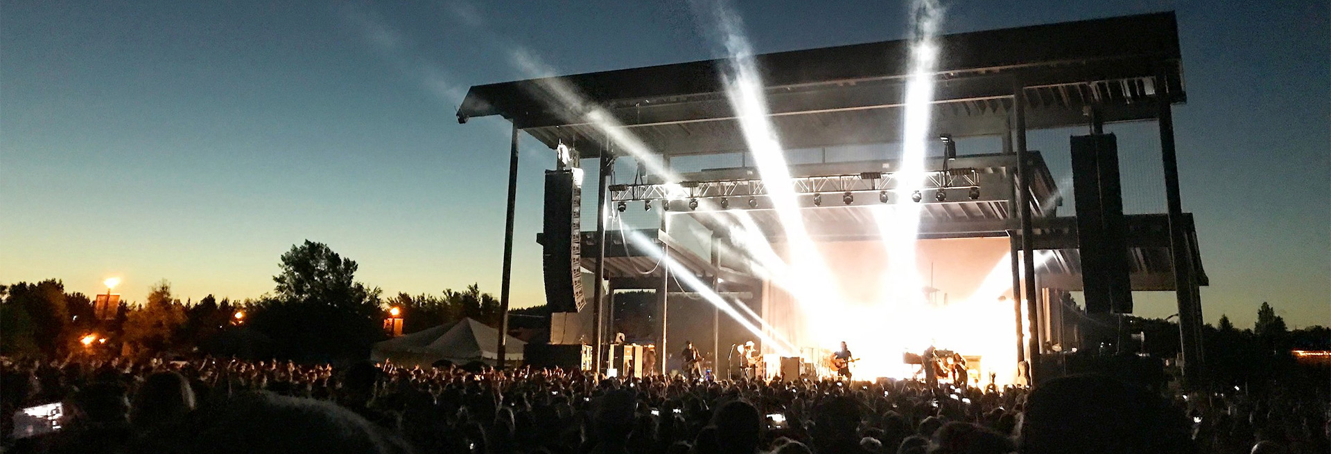 Music concert at night at the Hayden Homes Ampitheater