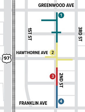 second street construction starts at Greenwood and will continue south to Frankln