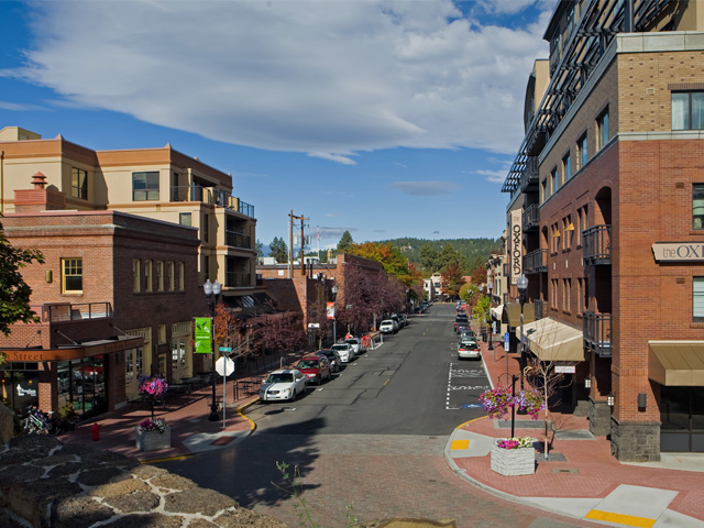 Downtown Bend with the Oxford hotel in the foreground