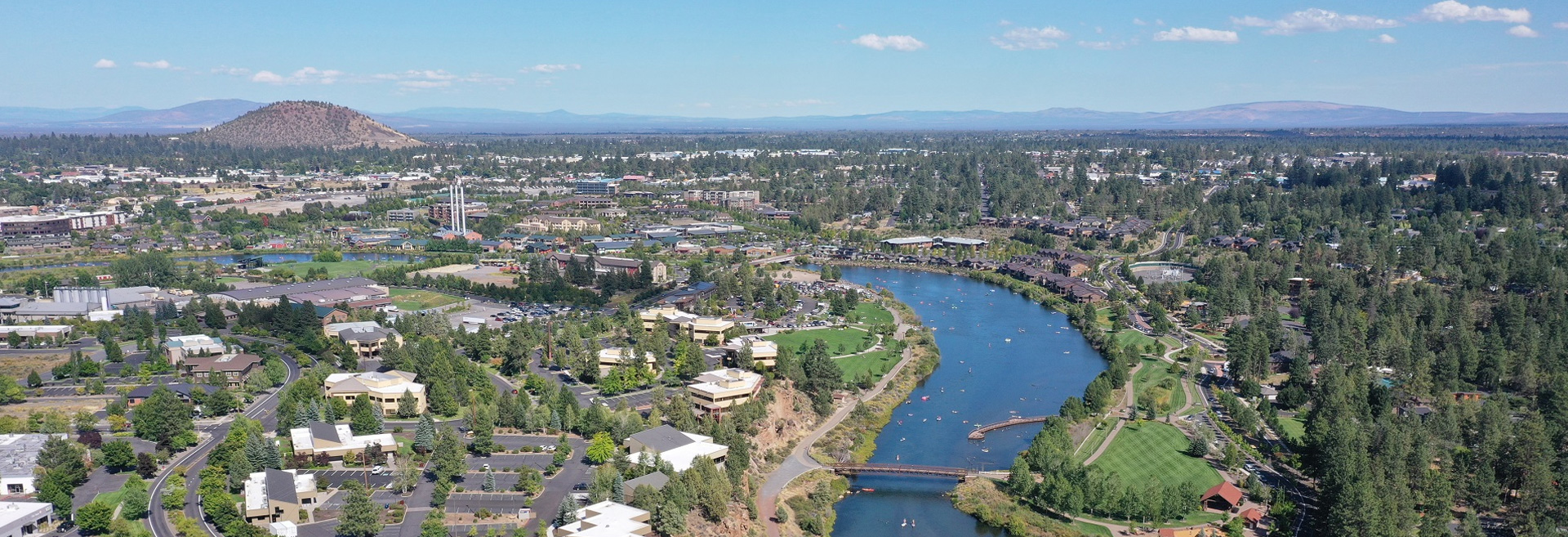 Image of Bend from a drone, looking east toward Pilot Butte.