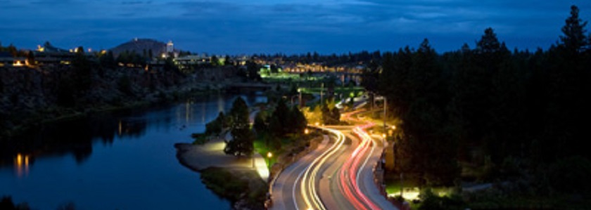 Reed Market Road crossing the Deschutes at night