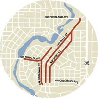 Emergency snow zone map for Downtown Bend