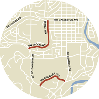 Emergency snow zone map for westside Bend