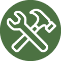 Hammer and wrench icon.