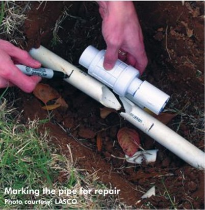 Marking the pipe for repair