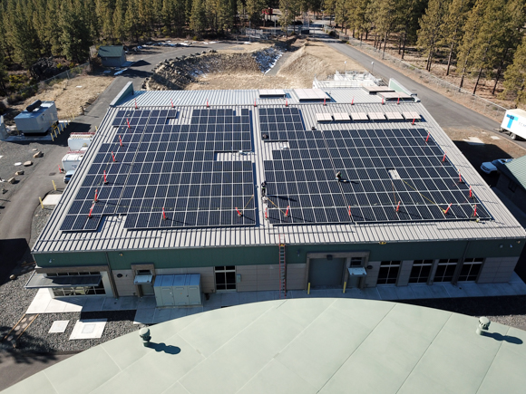 Drone shot of solar panels