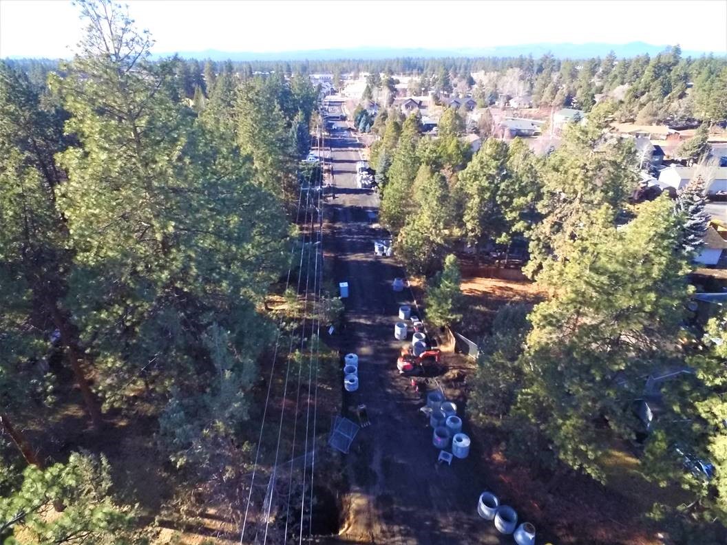 An aerial photo overlooking the Murphy Road Extension project site looking east.