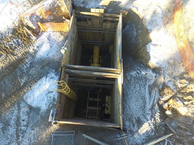 A map depicting the Juniper Ridge Construction Zone, the COID Pilot Butte main canal, and Phase II Segments 1 through 3 sewer alignements.