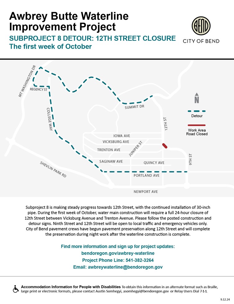 12th Street closure detour map