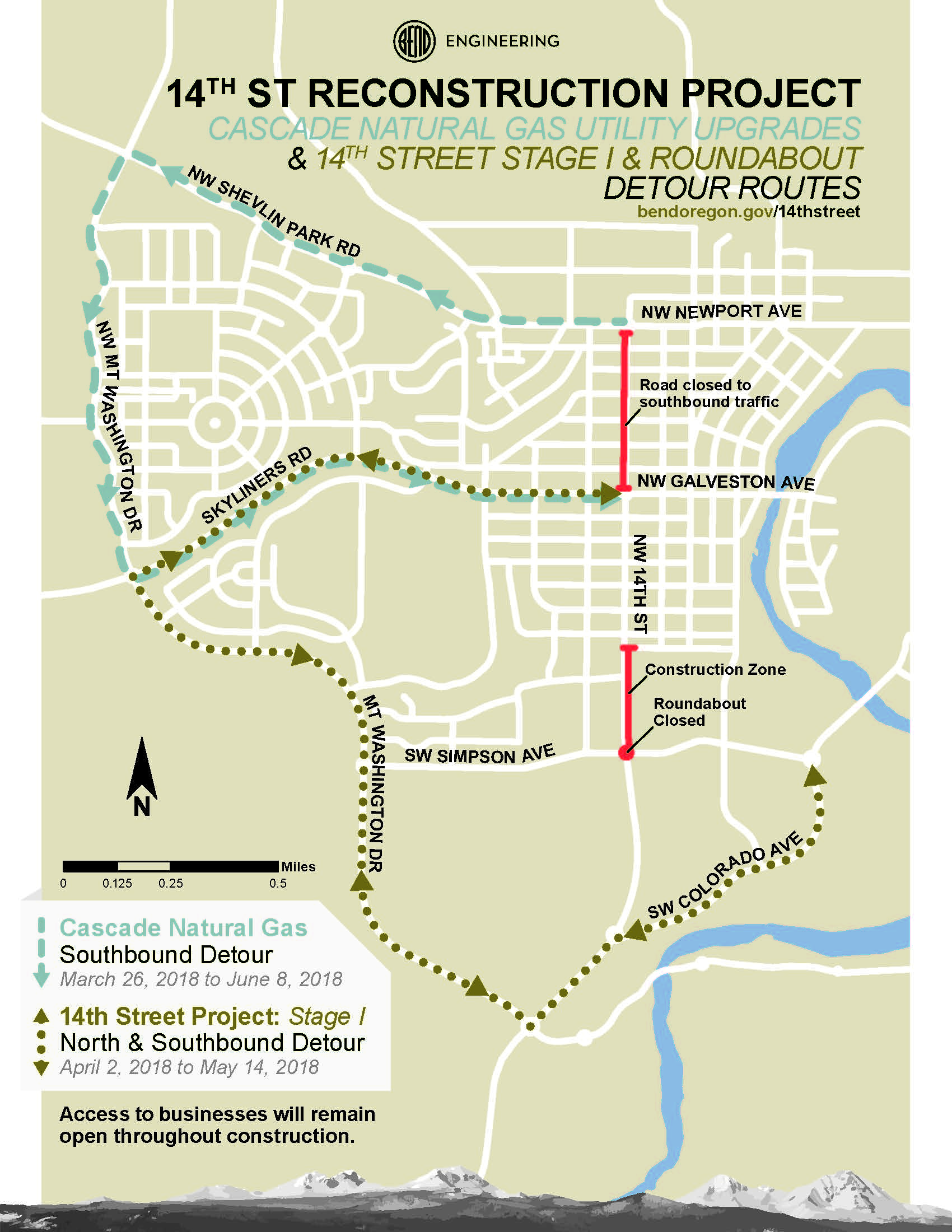 14th Street Reconstruction Project Detour Map