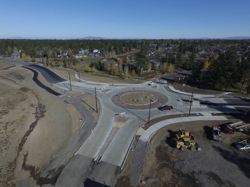 Aerial image of the 15th Street roundabout looking Northeast