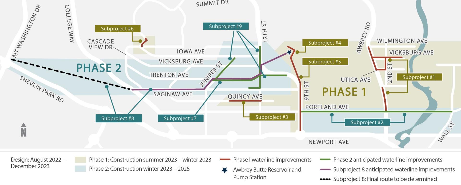 Awbrey Waterline Extension project area map - see details below