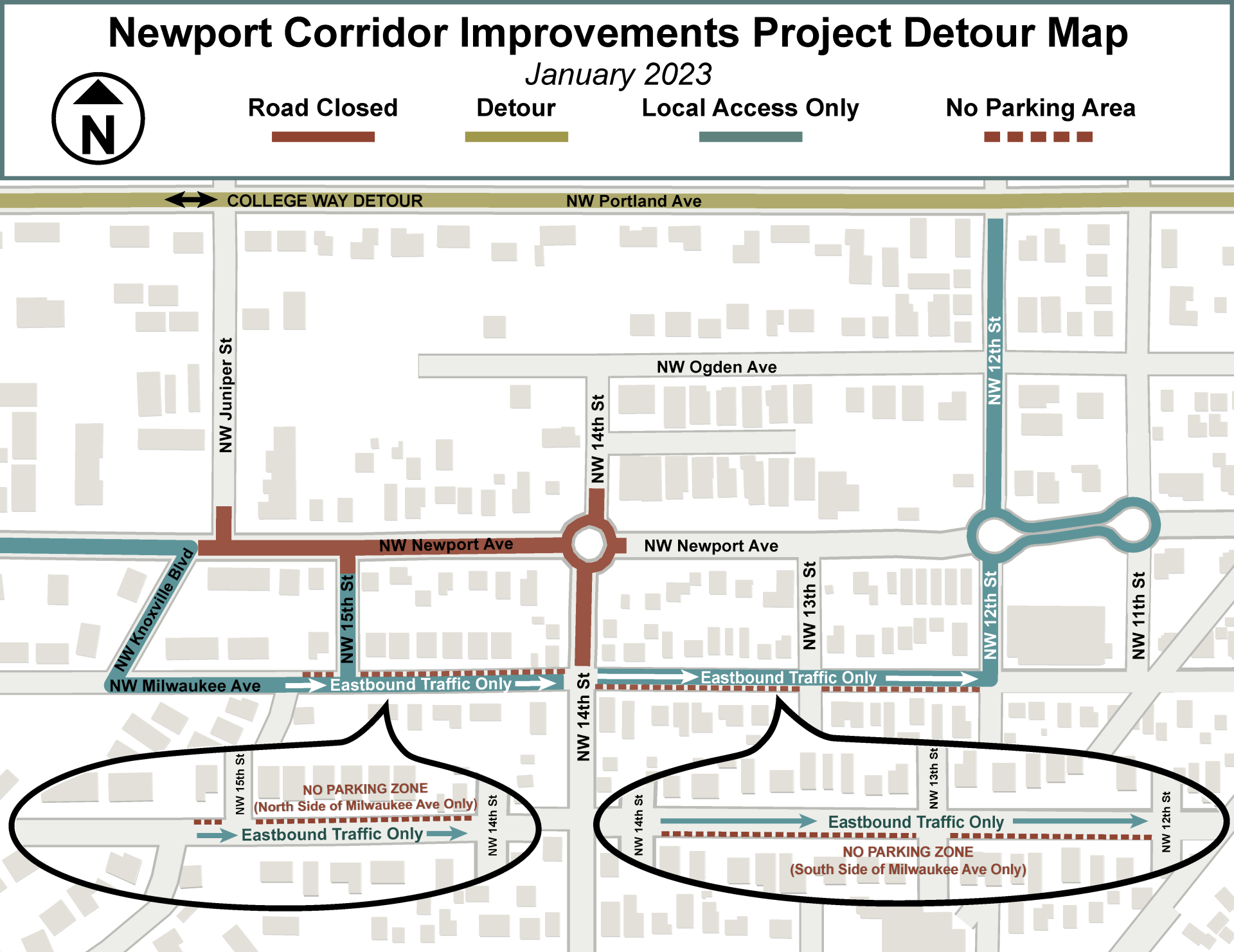 Newport avenue will be closed beginning January 9 to complete the final phase of construction
