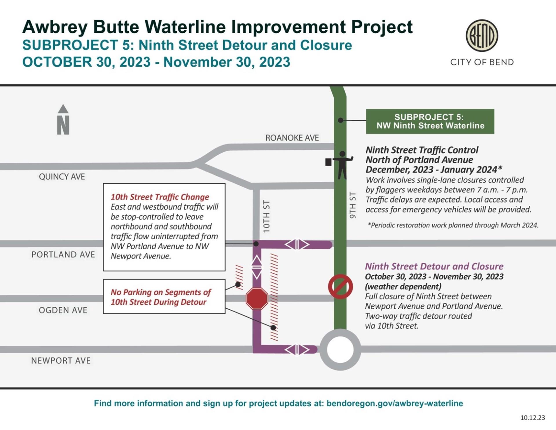 Subproject 5 Ninth Street detour includes 10th street