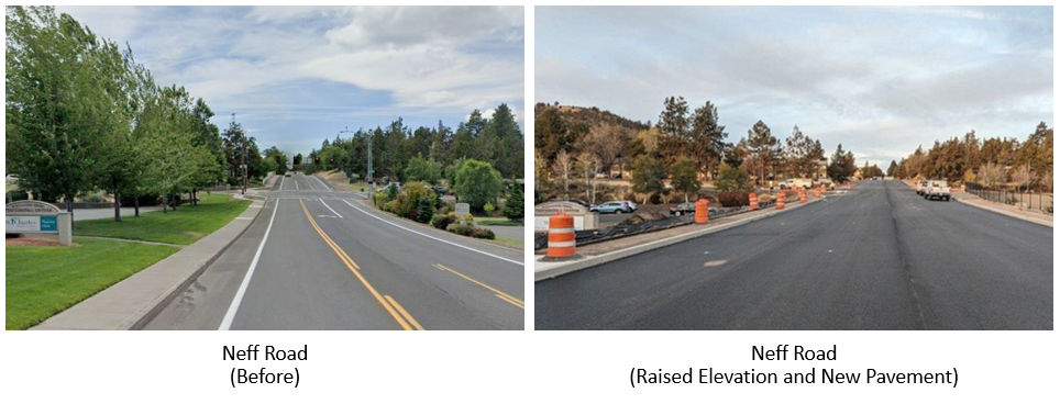 elevation changes and paving neff road facing west
