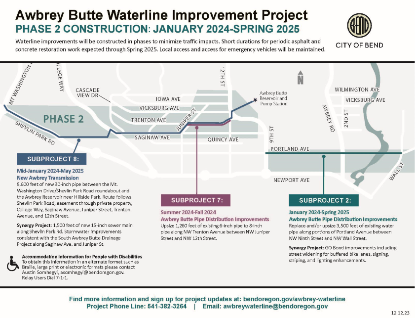Awbrey Waterline project includes three phases with several subprojects per phase