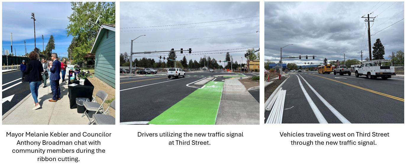 Vehicles using new traffic signal at Third Street and Wilson Avenue