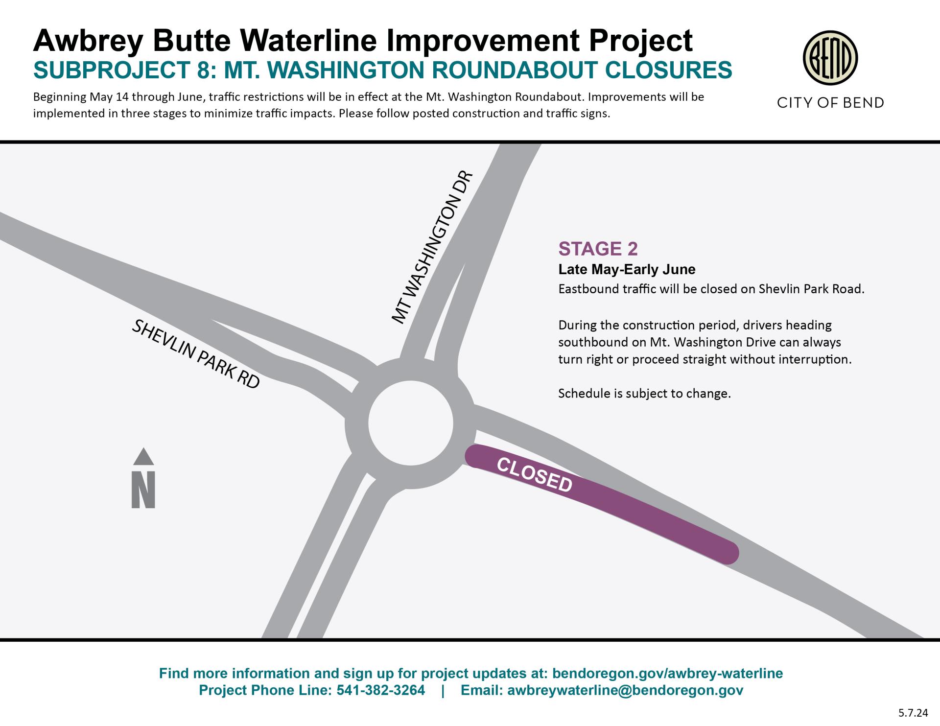 Shevlin Park Road eastbound exit lane closed from the Mt Washington Roundabout late May - Early June