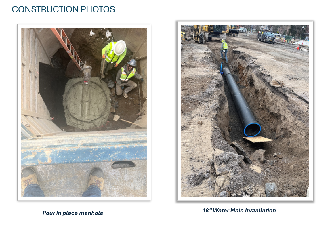 construction of pour in place manhole and installation of 18